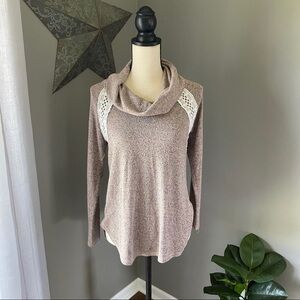 Moa Moa Cowl Neck Sweater Pink Sz Small